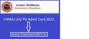 University of Rajasthan Msc Admit Card 2022