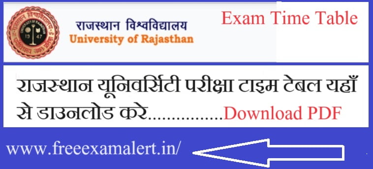 Rajasthan University Bcom Time Table 2024